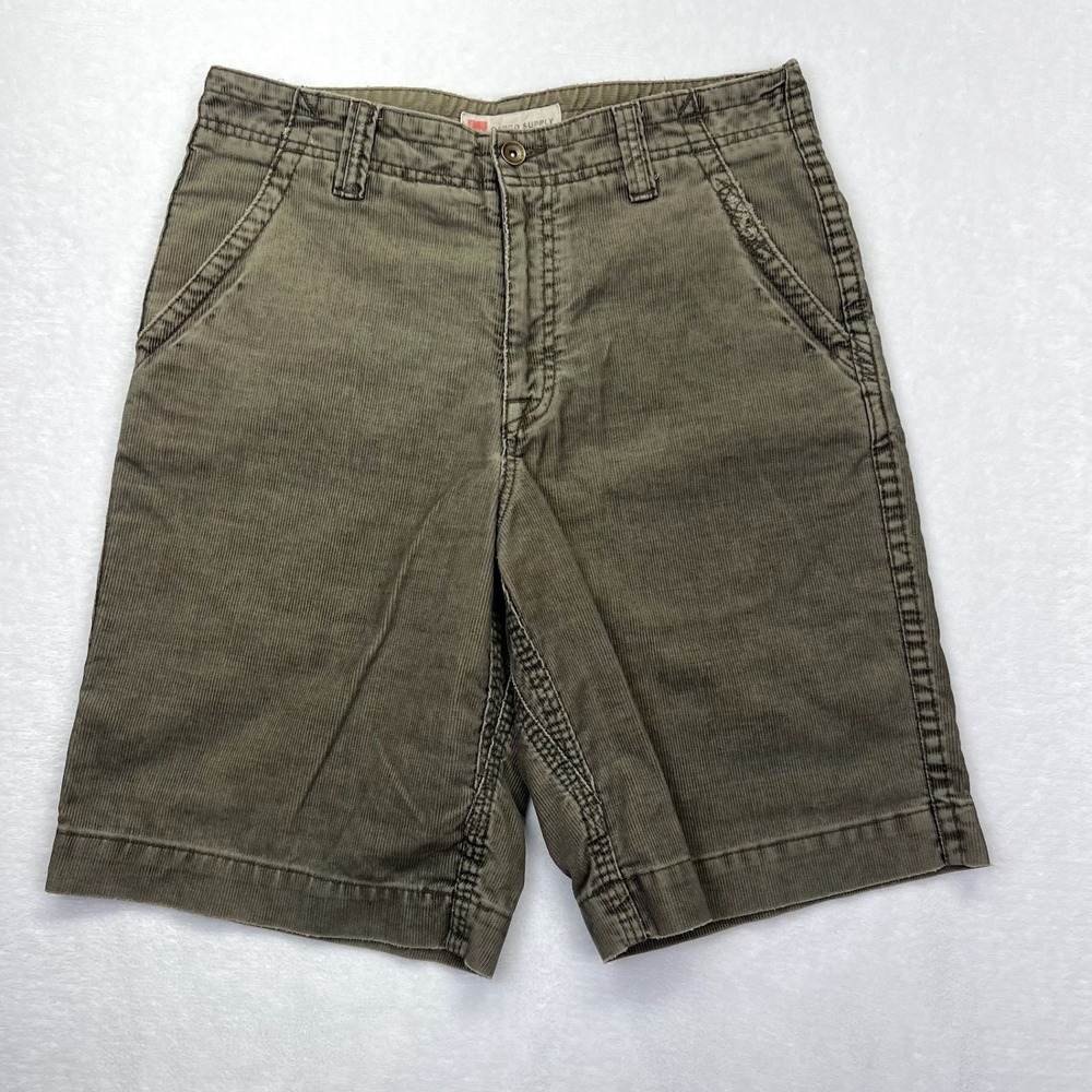 Cargo Supply Corduroy Shorts Mens 33 Olive Green Utility Gorpcore Distressed 33W